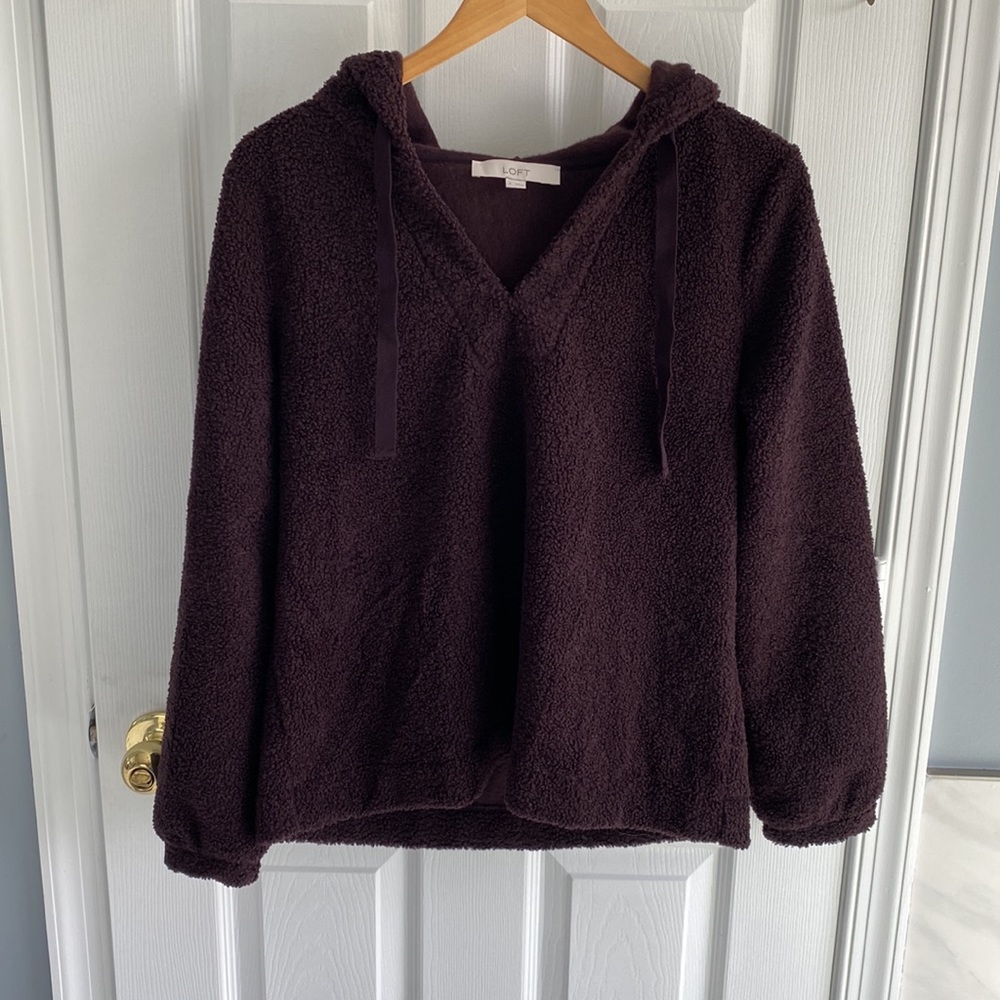 LOFT Purple Sherpa Hoodie
